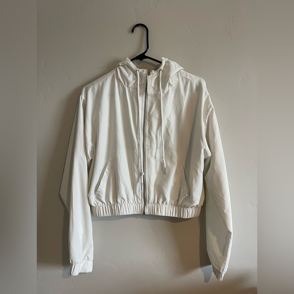 Forever 21 Women's White Hooded Jacket